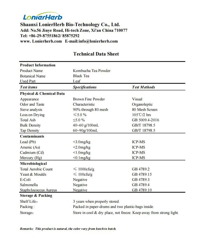 TDS of  Kombucha Tea Powder
